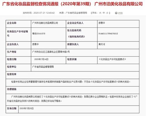 廣州泊美化妝品公司質(zhì)量管理漏洞頻現(xiàn)，韓熙等品牌產(chǎn)品抽檢不合格引關(guān)注